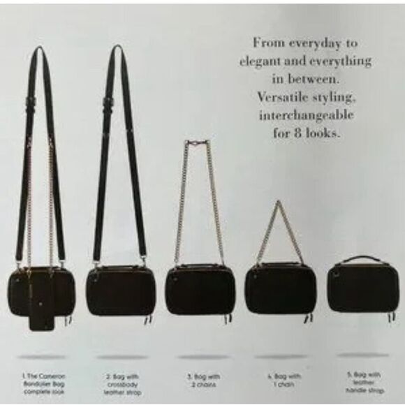 Bandolier cameron convertible crossbody bag & matching curb chain w/shoulder str - Picture 8 of 13